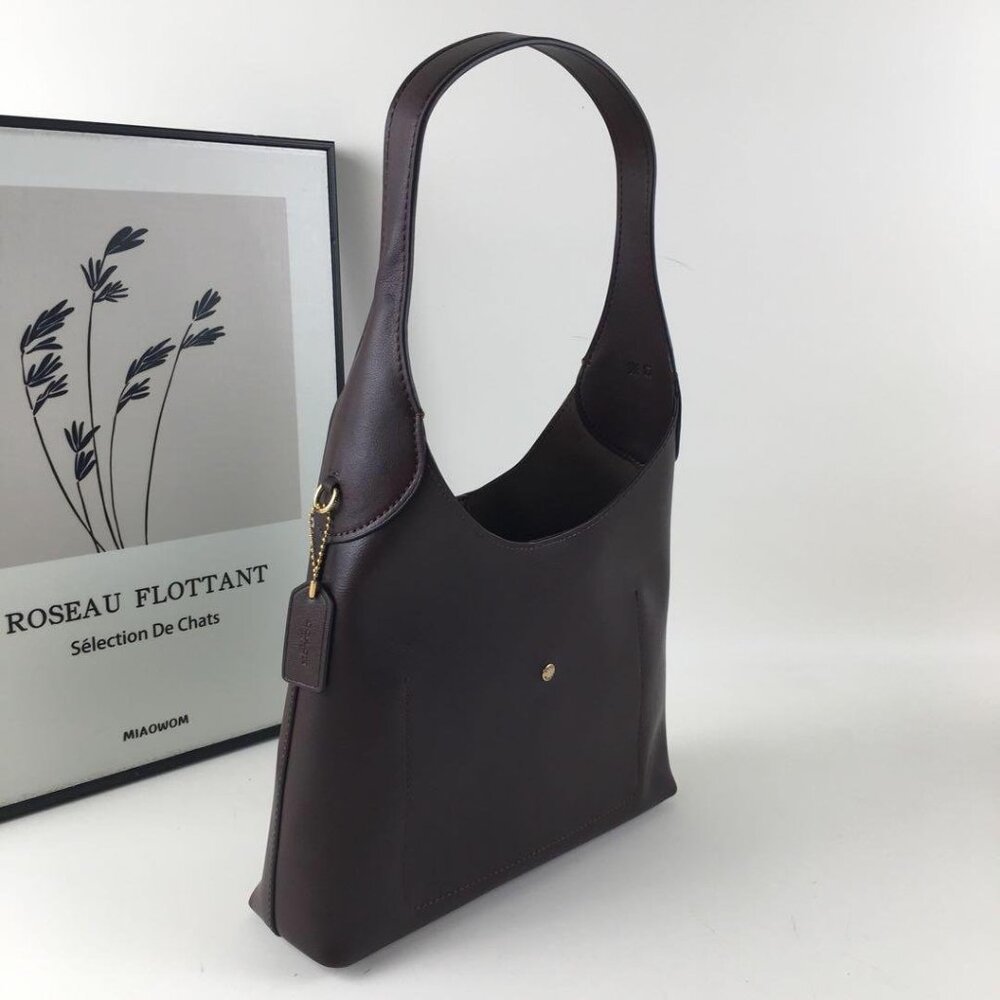 COACH Brooklyn 28 - Classic Leather Chic Tote Bag - BLACK - Picture 5 of 6